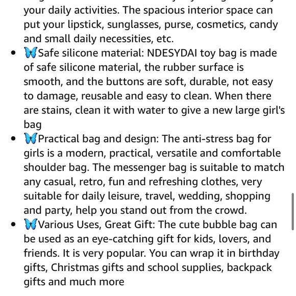 NEW Girls Butterfly Chain Bag Multicolor Anti-Anxiety Bubble Squeeze Purse - Picture 11 of 15